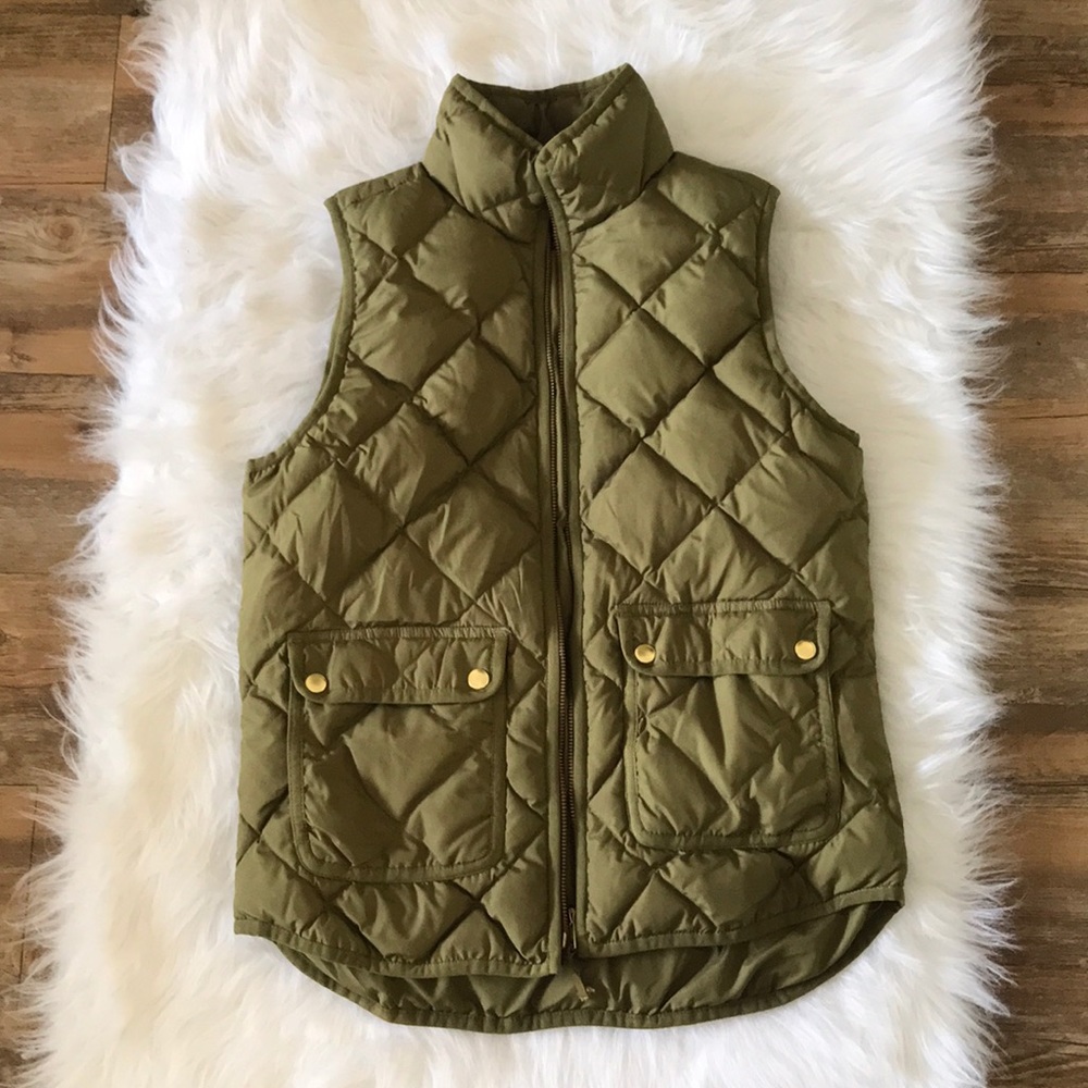 JCrew olive green Puffer Vest